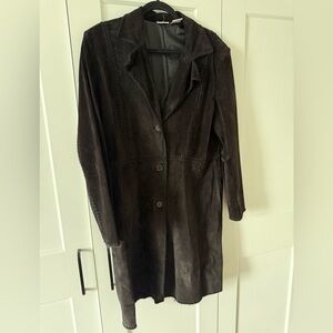 Vintage Black Suede Trench Coat